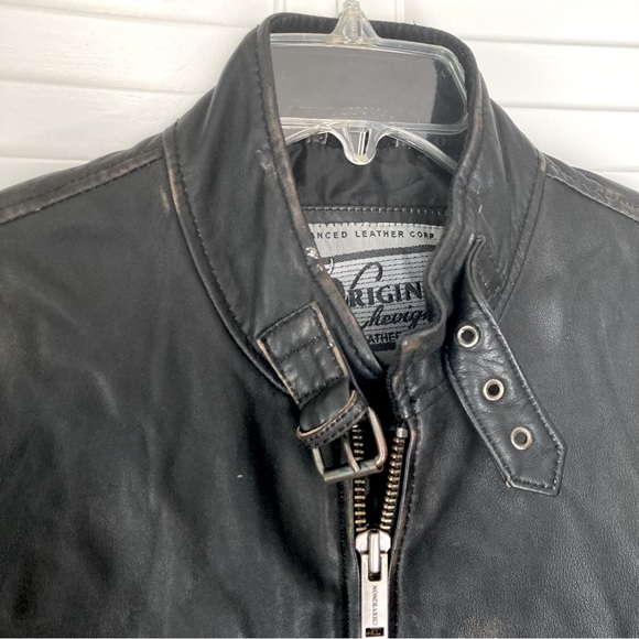 Chevignon Black Biker Distressed Soft Leather Motorcycle Jacket Sz M - Picture 10 of 13